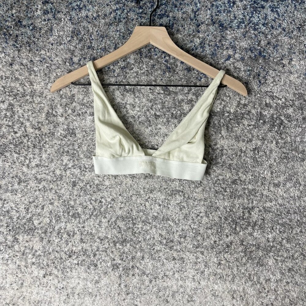 SKIMS Bralette Womens XS Light‎ Green Triangle Bra Ribbed Adjustable Hook Eye